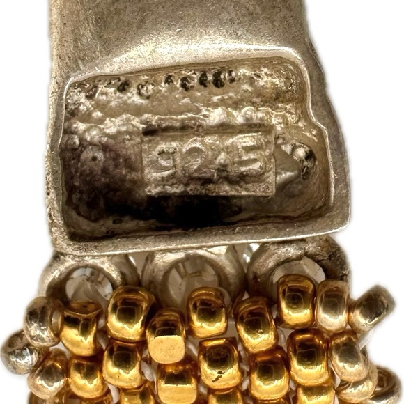 New Elegant Thin Sterling Silver & Gold Bead Bracelet, Excellent Condition - Picture 4 of 13